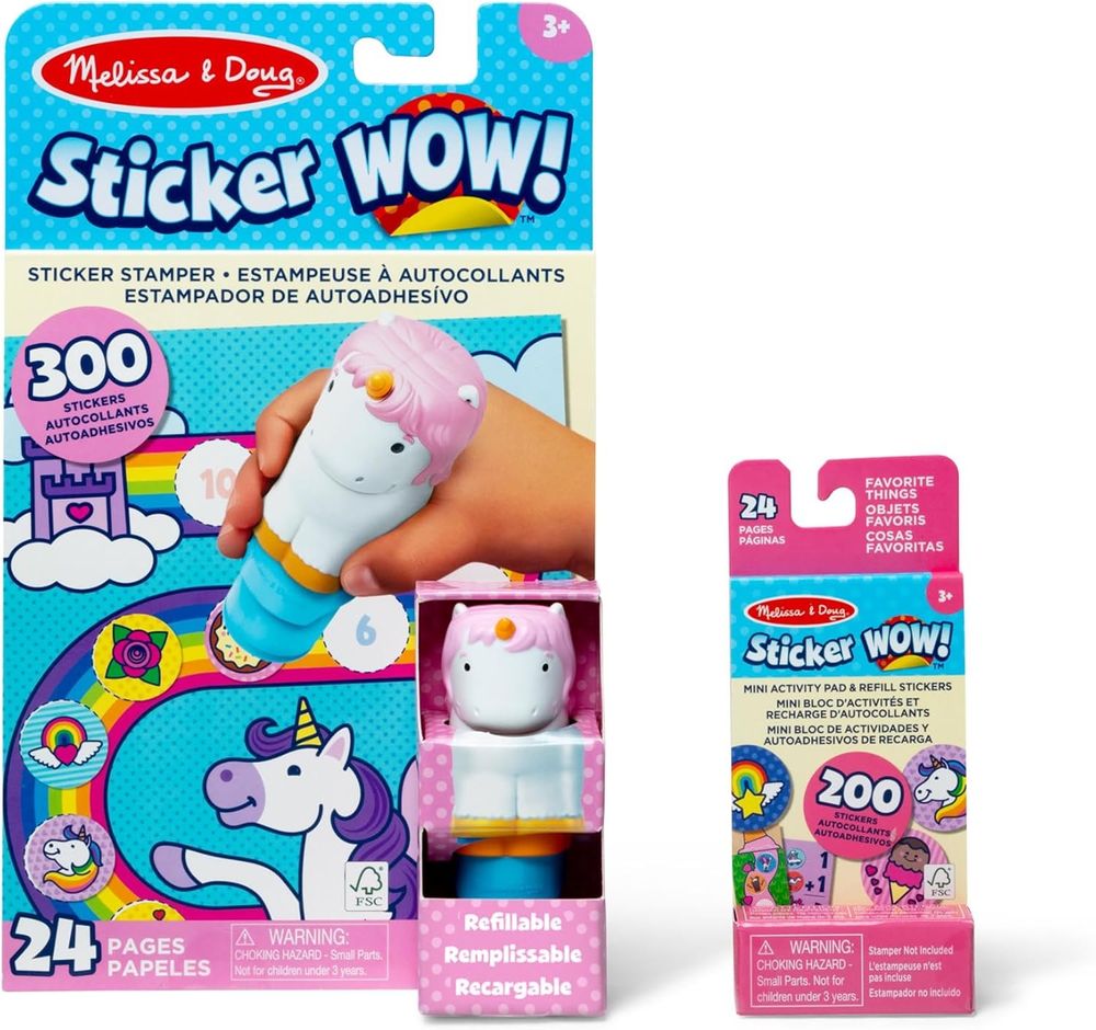 Melissa & Doug Sticker Wow! Stamper, Mini Activity Pad & Refill Sticker Set - Unicorn