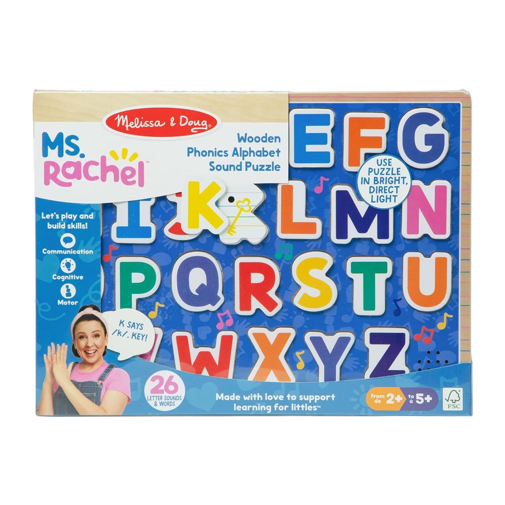 Melissa & Doug Ms. Rachel Wooden Phonics Alphabet Sound Puzzle