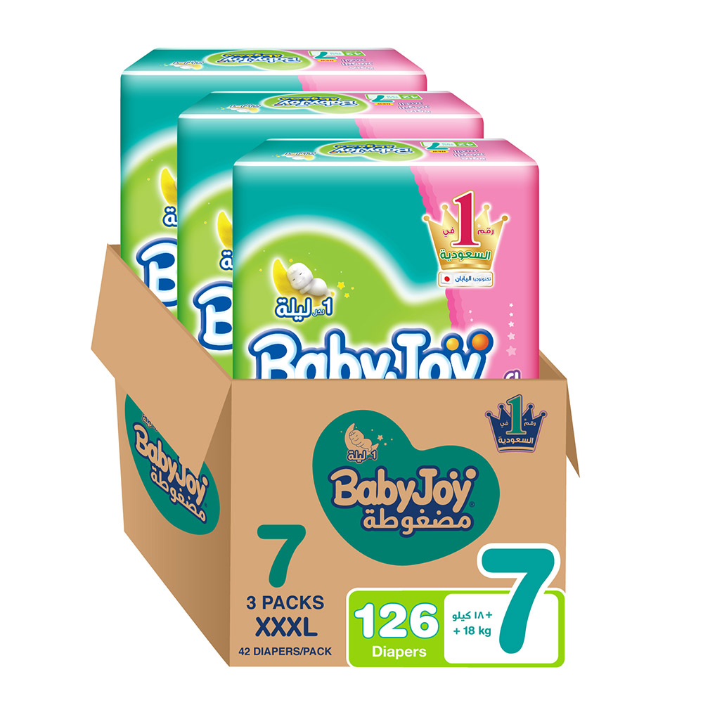 بيبي جوي - حفاضات مضغوطة بوسادة ماسية - الحجم 7 3XL - أكثر من 18 كلغ - عدد 3 - عدد 126