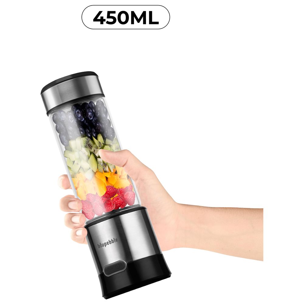 Blupebble - Portable Rechargeable Blender With 6 Blades - 450ml - Grey