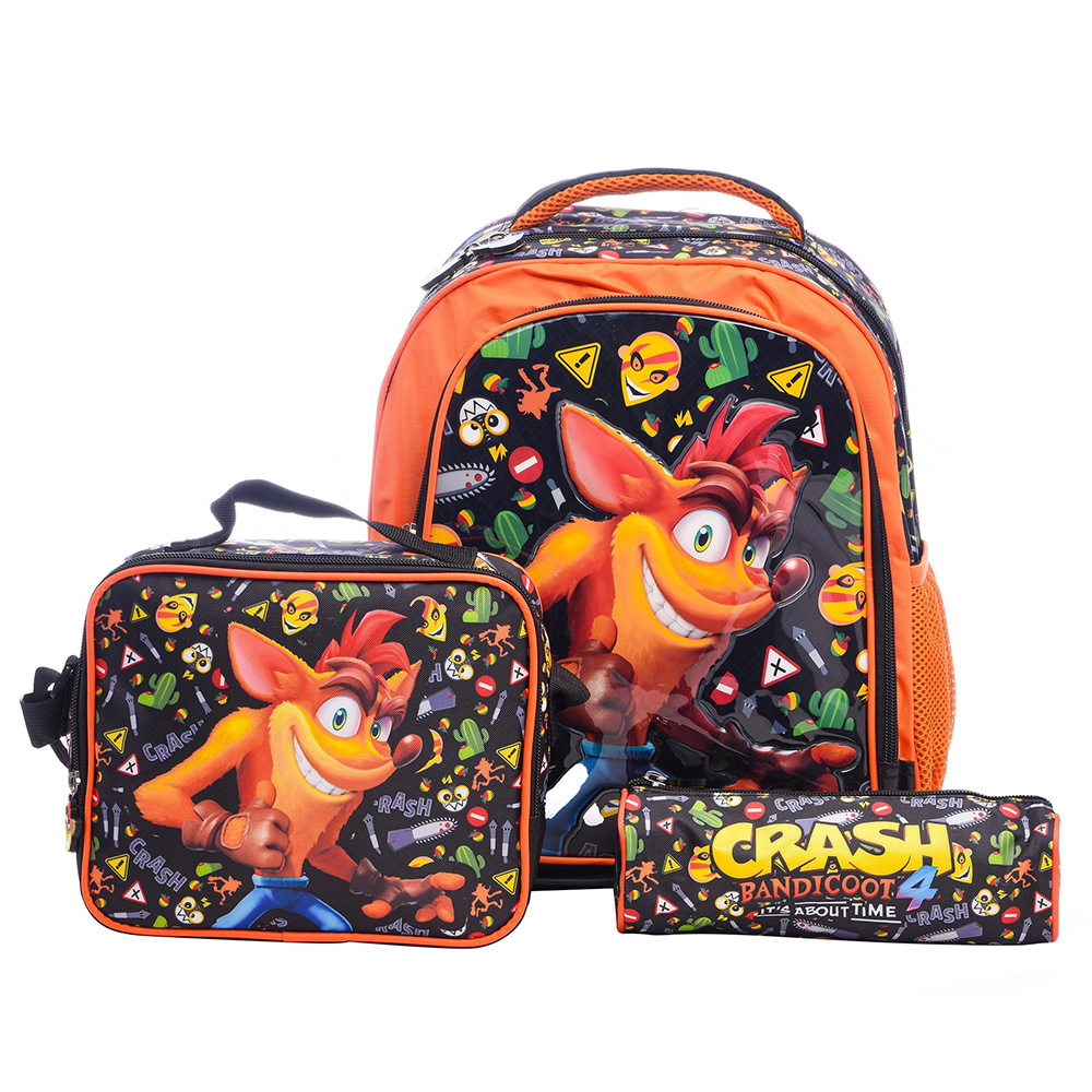 Hollywood Magic - Crash Bandicoot Backpack With Lunch Bag And Pencil Case
