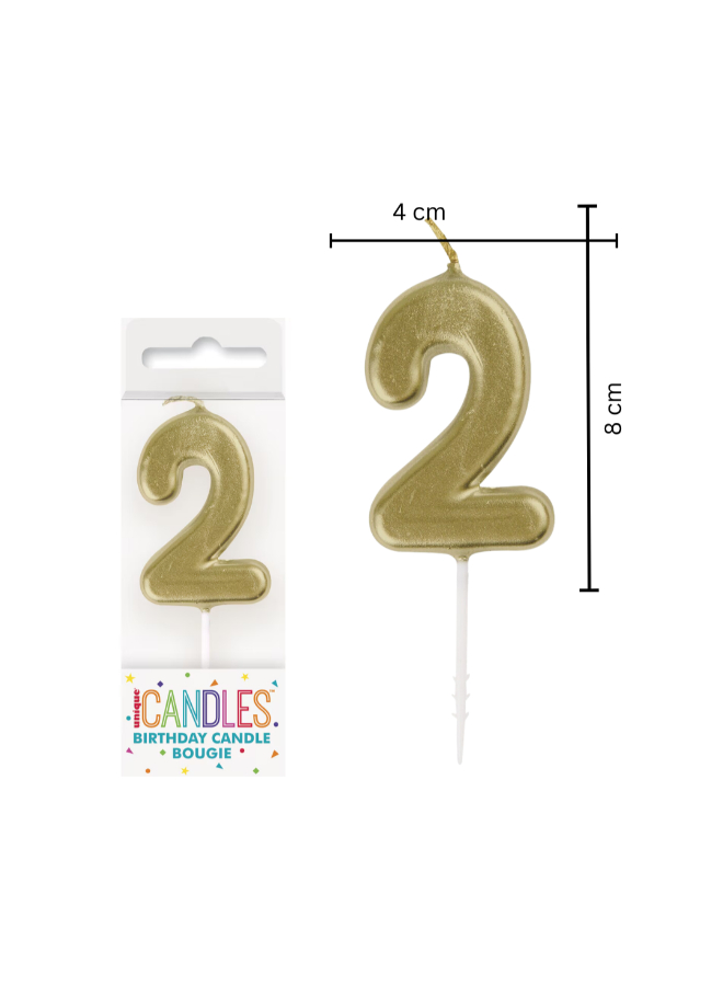 Unique - Number 2 Candle - Gold