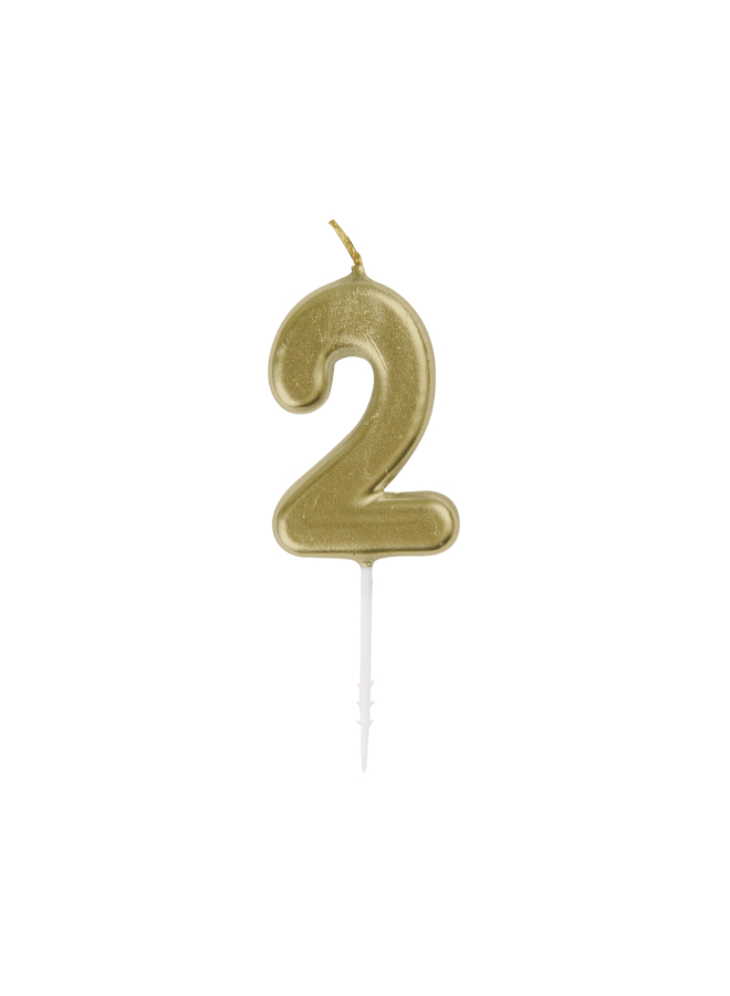 Unique - Number 2 Candle - Gold
