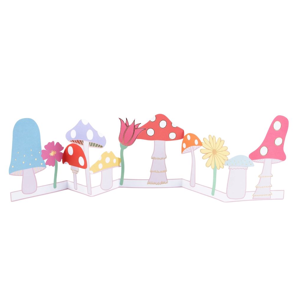 Meri Meri - Mushroom Concertina Paper Card With Envelope - Multicolor