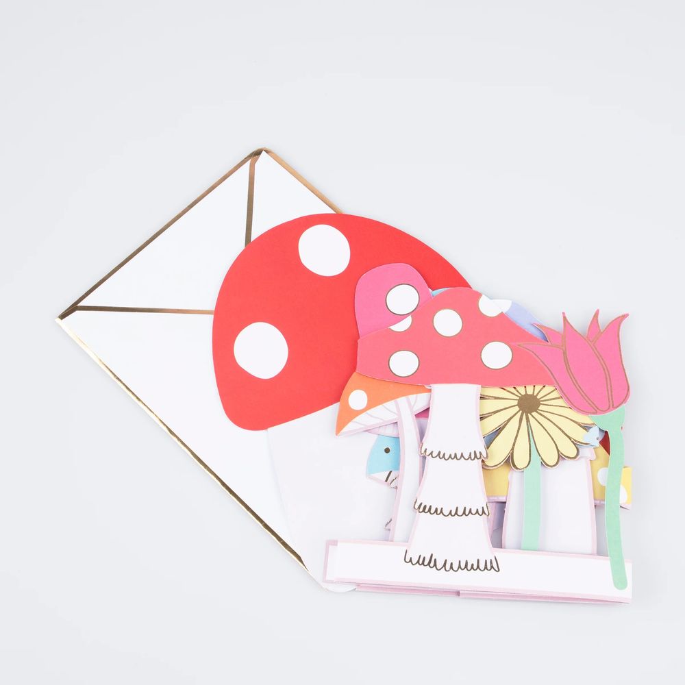 Meri Meri - Mushroom Concertina Paper Card With Envelope - Multicolor