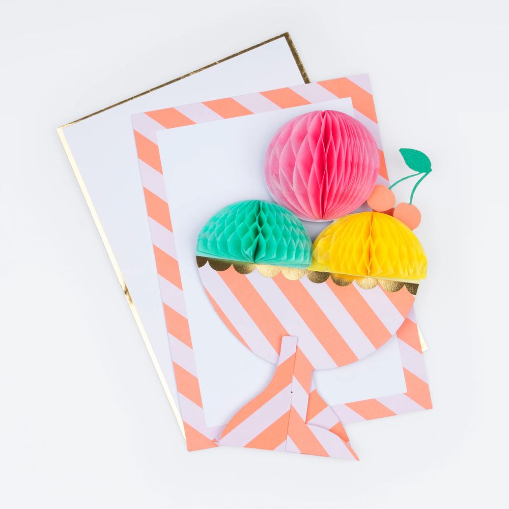 Meri Meri - Honeycomb Ice Cream Sundae Birthday Card - Multicolor