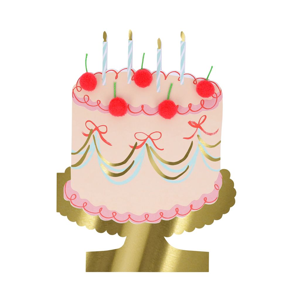 ميري ميري - بطاقة عيد ميلاد كعكة الكرز - متعددة الألوان
