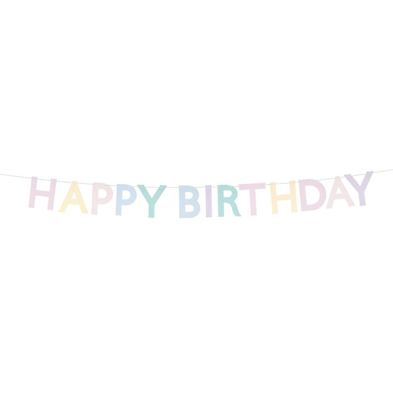 Meri Meri - Scallop Pastel Happy Birthday Garland - 3 m