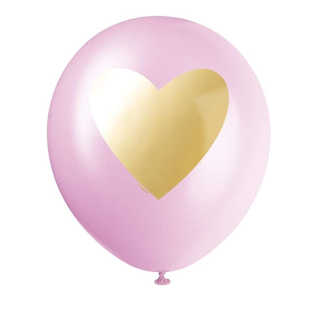يونيك - بالون قلب - 12 إنش - ذهبي - عدد 6