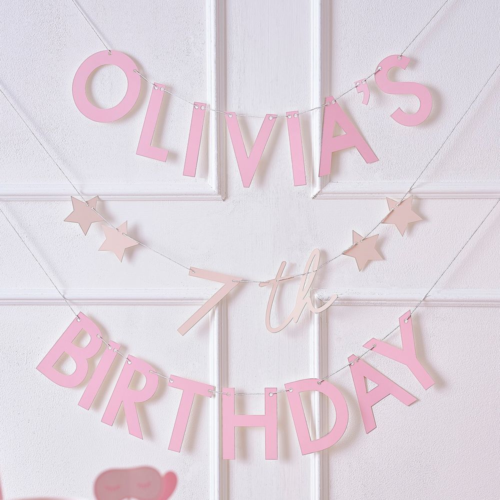 Ginger Ray - Customisable Happy Birthday Bunting - Pink