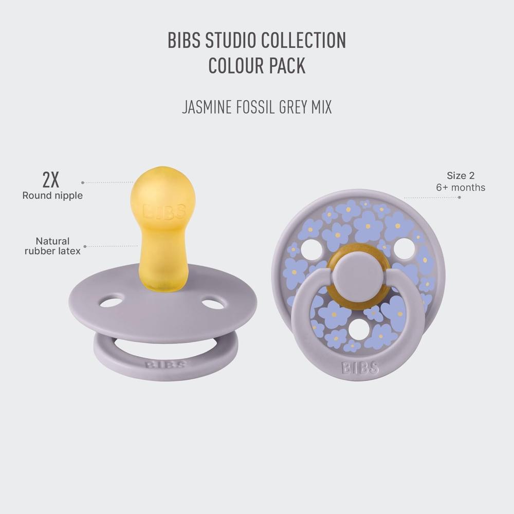 Bibs - Studio Colour Pacifier - Jasmine Fossil Grey Mix - Size 2 - 2pcs