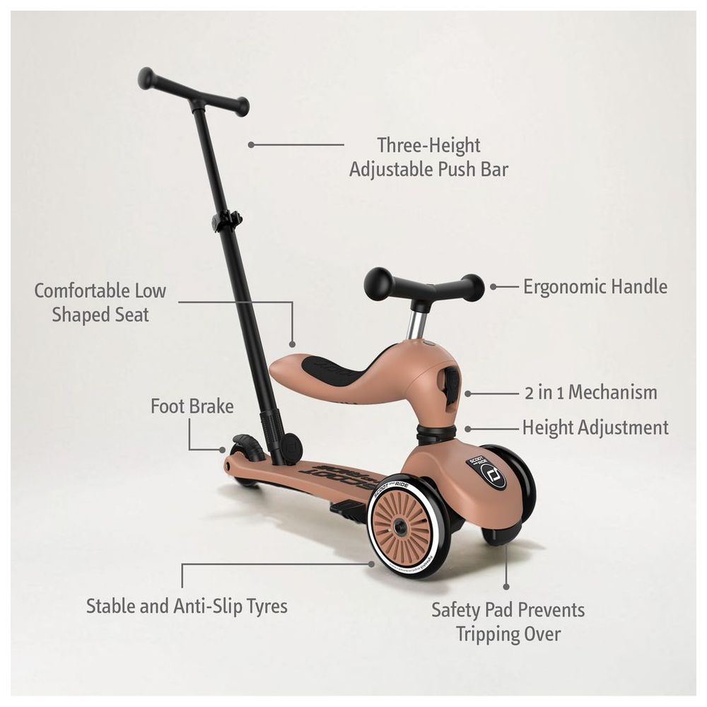 Scoot & Ride 2-In-1 Highwaykick 1 Push And Go Scooter - Mocha