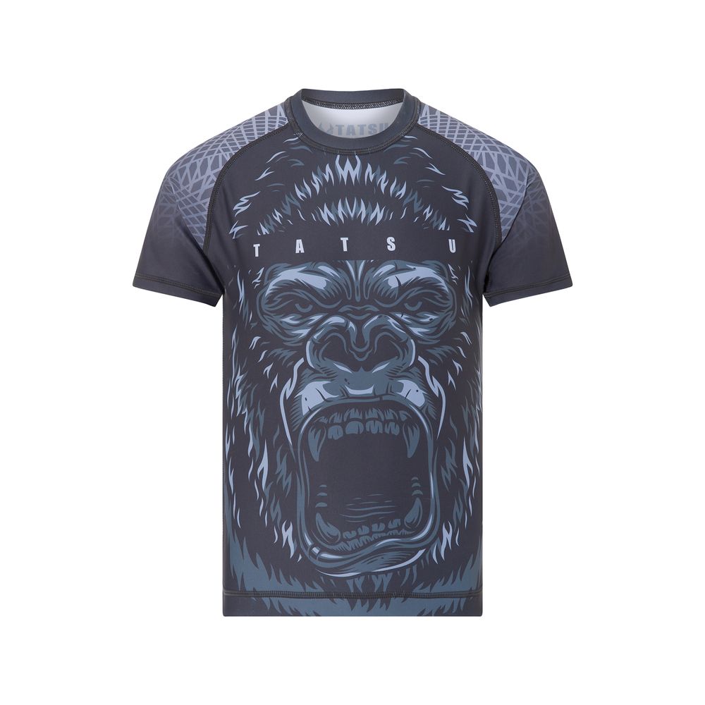 Tatsu Dragon Kid's Gorilla Printed Short Sleeves Rashguard - Grey