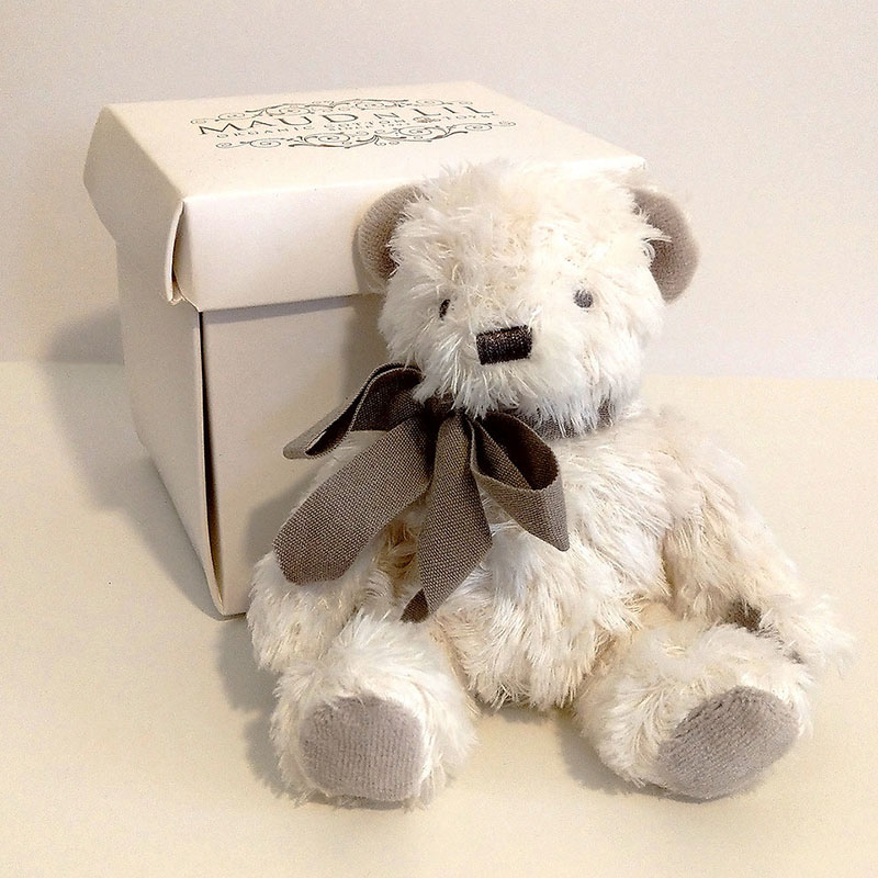 Maud n Lil - Organic Mini Teddy Bear in Gift Box - White/Grey