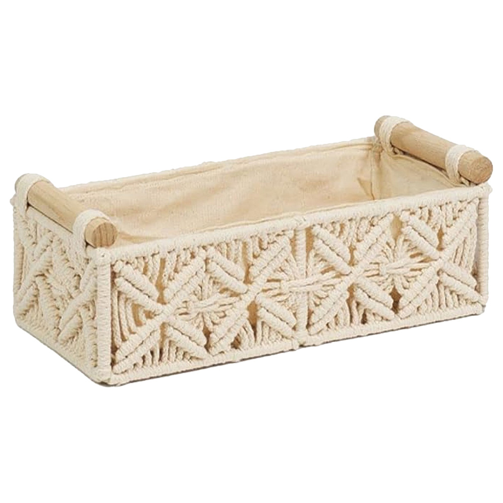 Homesmiths - Cotton Rope Basket With Handle - Ivory - S - 30 X 14 X 9cm