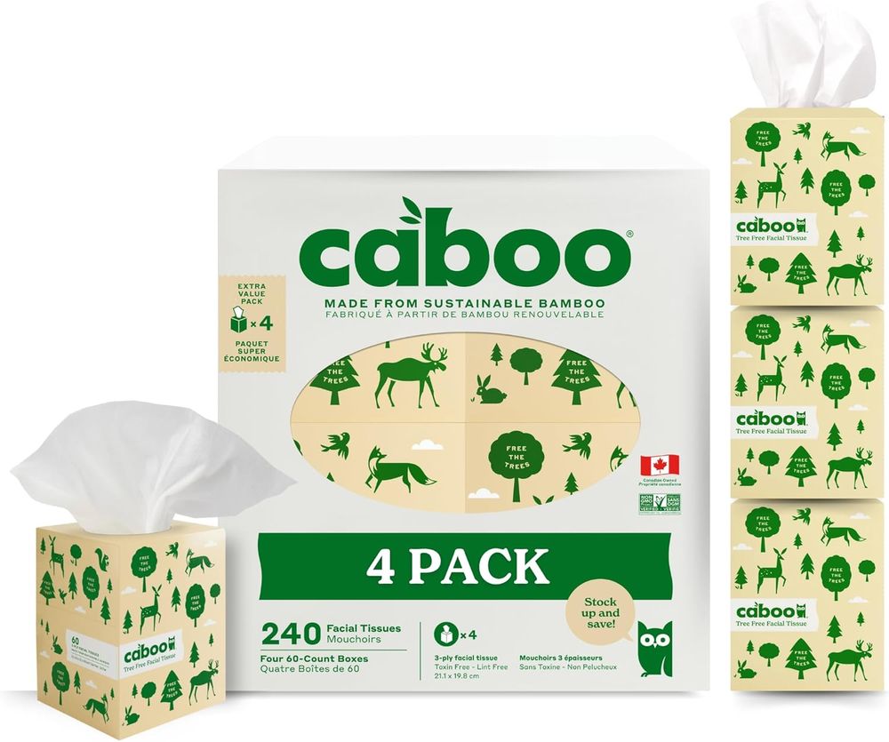 Caboo - Facial Tissue - 4 Box Pack - 60 Each - 240 Sheets