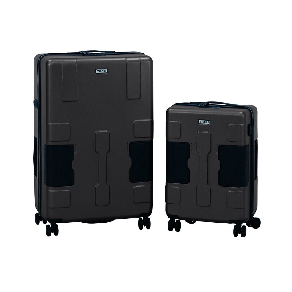 TACH Luggage - Hard Shell Large+Carry-On Connectable Luggage - 2 Pcs - 28/20 Inches - Black