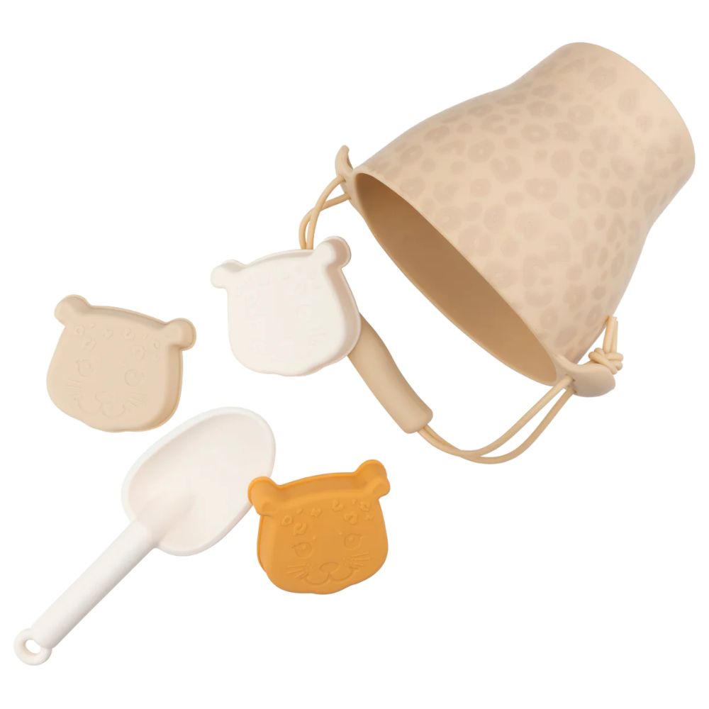 سويم إسينشالز - مجموعة شاطئ من السيليكون - جلد النمر - بيج - 5 قطع