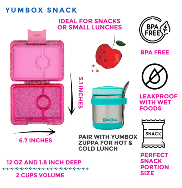 Yumbox - Sparkle - Glitter Clear Snack - Pink