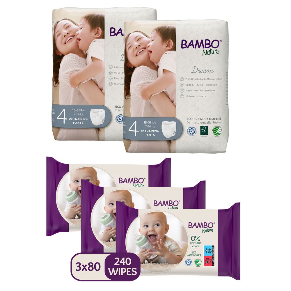 بامبو نيتشر - حفاضات أطفال صديقة للبيئة - مقاس ٤، وزن ٧-١٤ كجم - عبوة من ٣ قطع