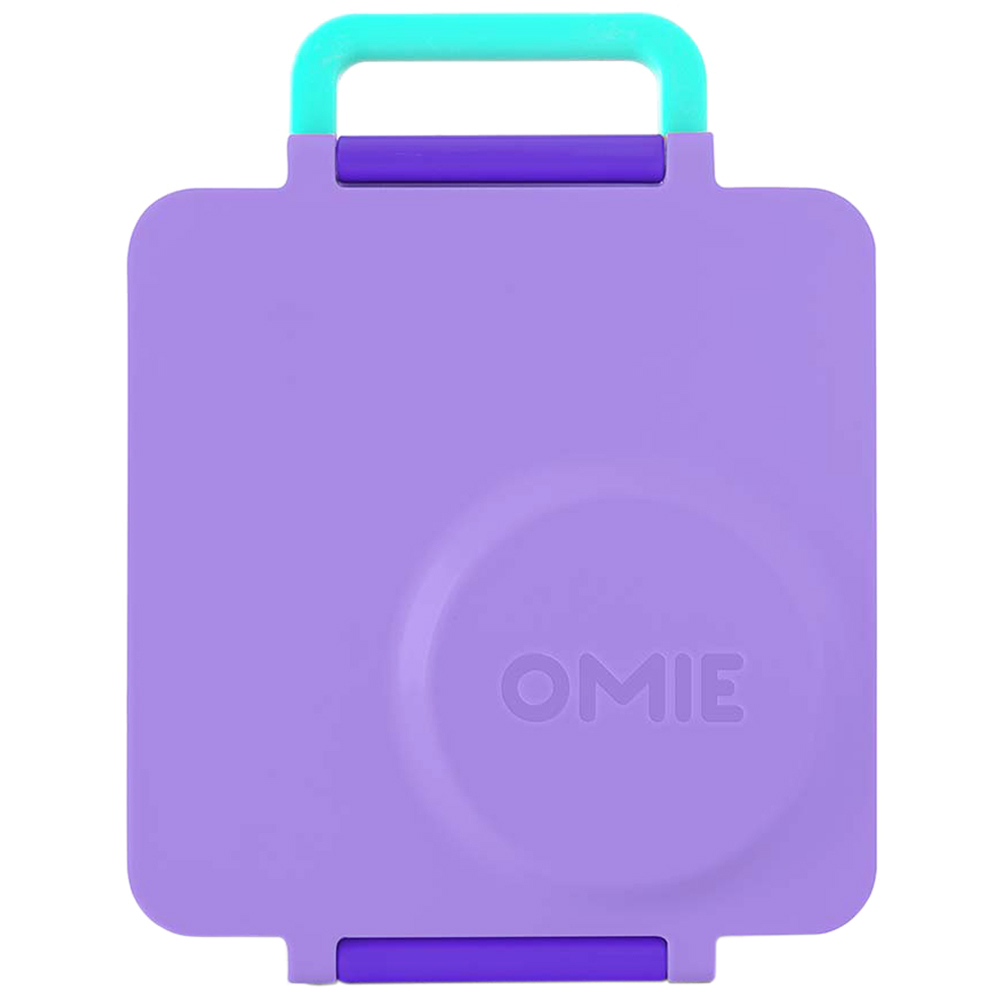 OmieLife 2nd Gen OmieBox 3 Compartments Kids Bento Box with Insulated Thermos-Purple
