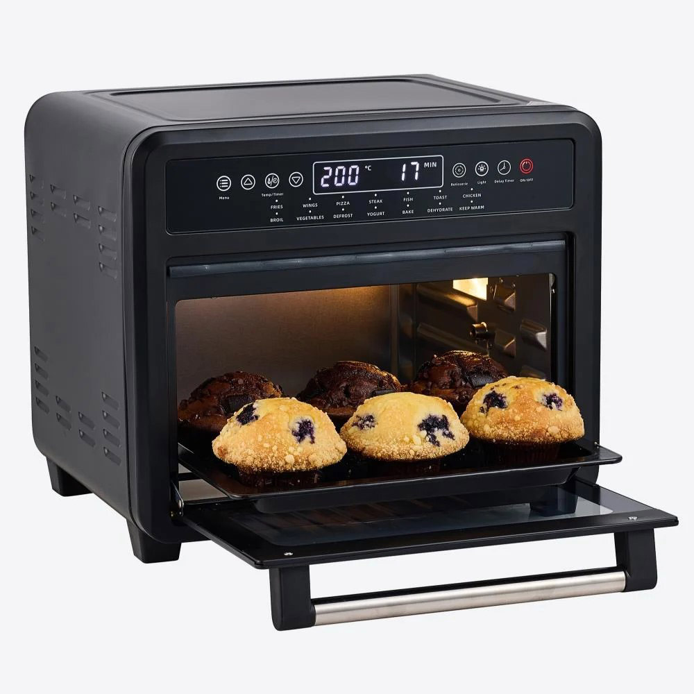 كولين - فرن قلاية هوائية مع ملحقات - أسود - 6 قطع - 22 لتر - 1700 واط