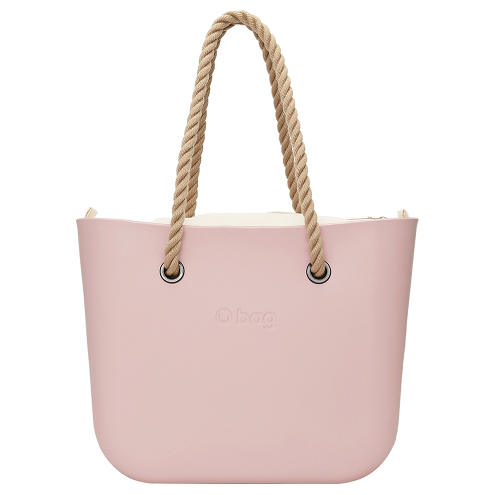 O Bag - Classic XL Bag With Inner Canvas Fabric & Long Rope Handle - Rosa Smoke