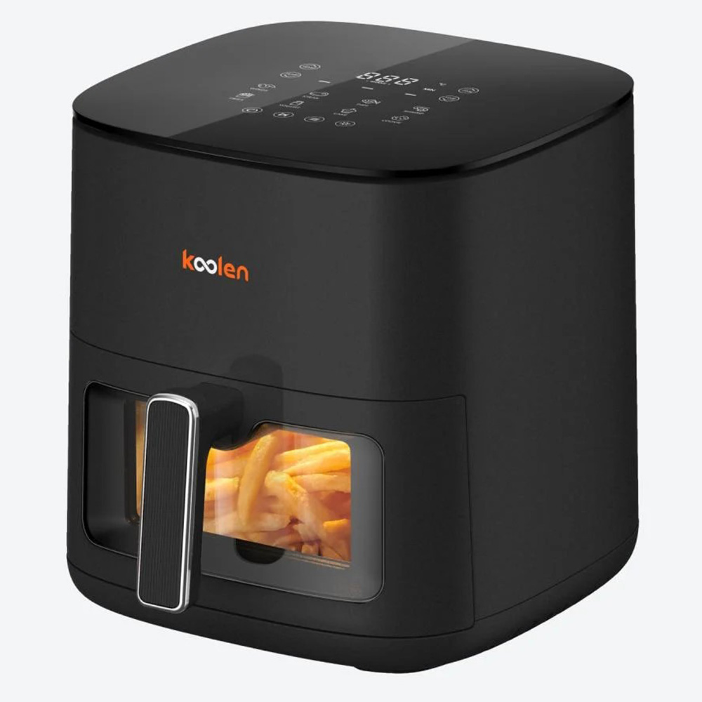 كولين - قلاية هوائية رقمية مع نافذة - أسود - 5 لتر - 1800 واط