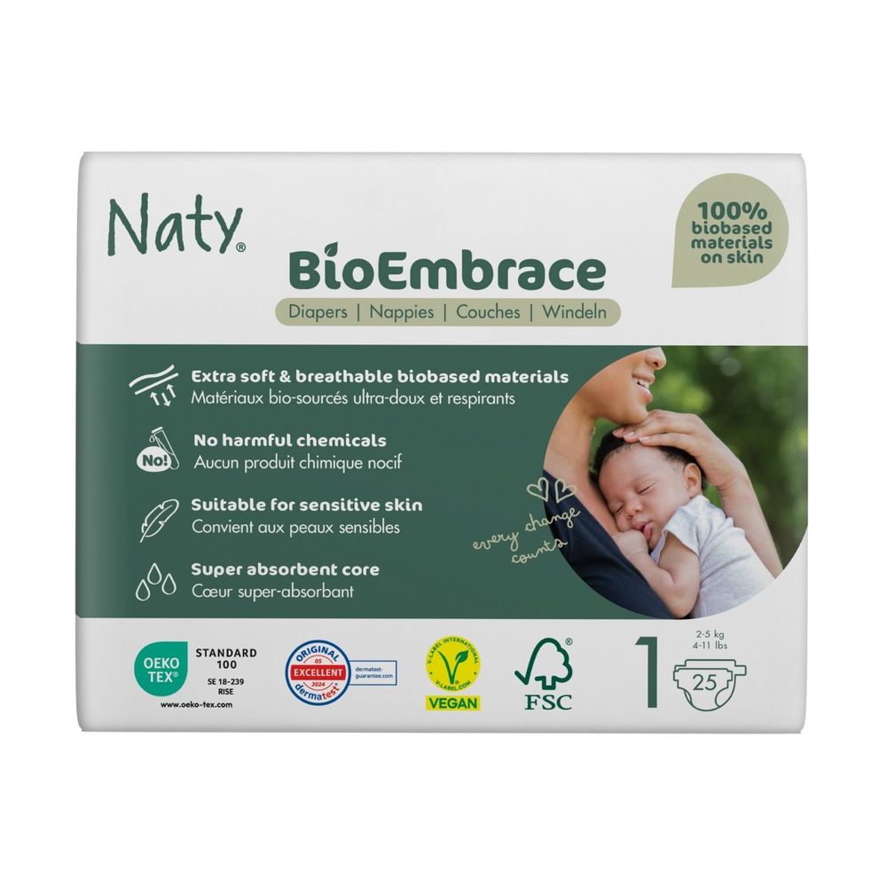 Naty Baby Diapers - Size 1 - 2-5 kg - 25 Pcs