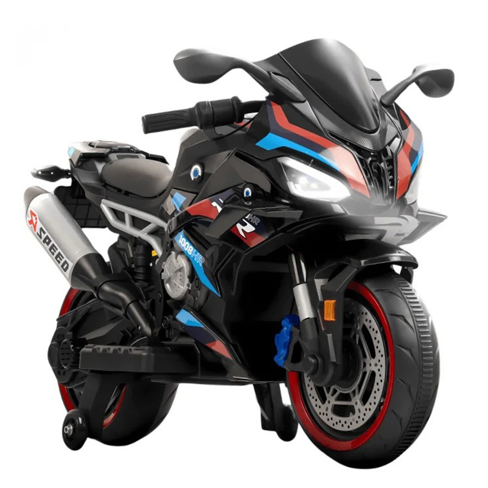 Megastar Kids Dual Motor Electric Ride-On Superbike - 12 V - Black