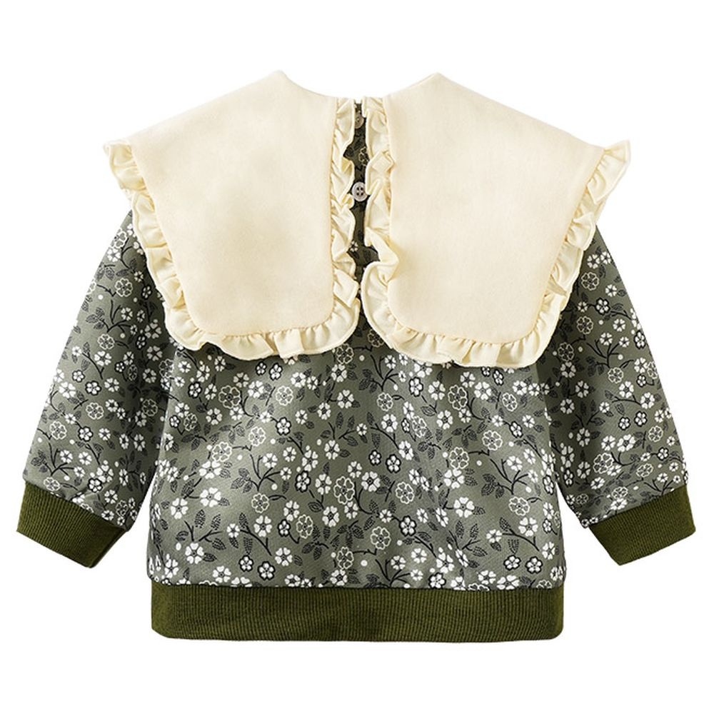 Sugar Rush - Floral Round Neck Full Sleeves Sweatshirt - Green