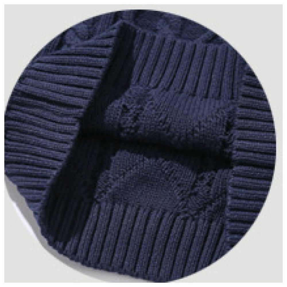 Sugar Rush - Solid Regular V-Neck Sleeveless Sweater - Navy