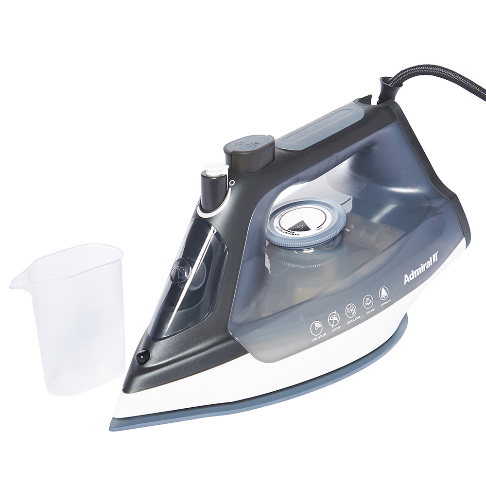 أدميرال - مكواة بخار ميكانيكية - أسود وأبيض - 350 مل - 2800 واط