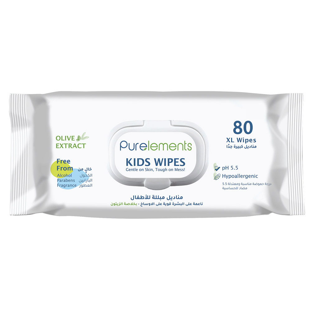 Purelements - Olive Oil Extract Natural Kids Waterwipes - XL - Pack of 80