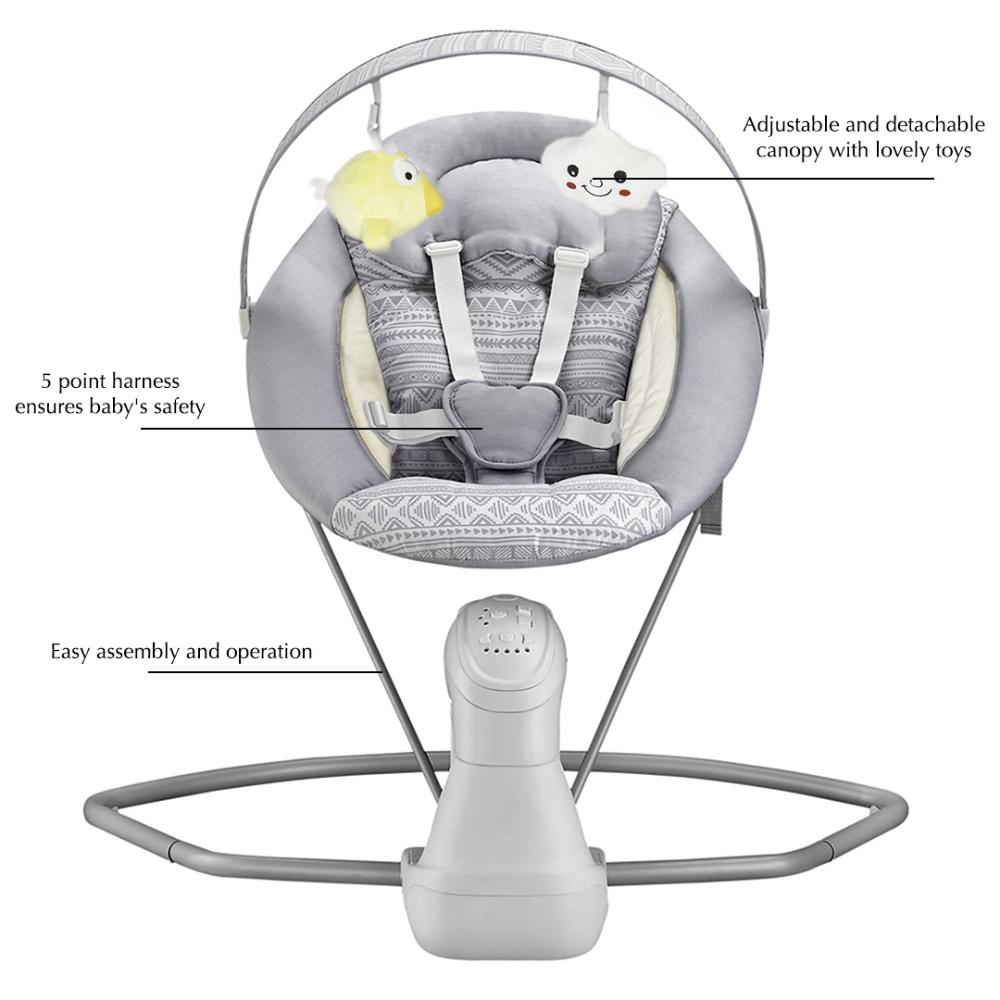 Bumble & Bird Musical Electric Baby Swing - Grey