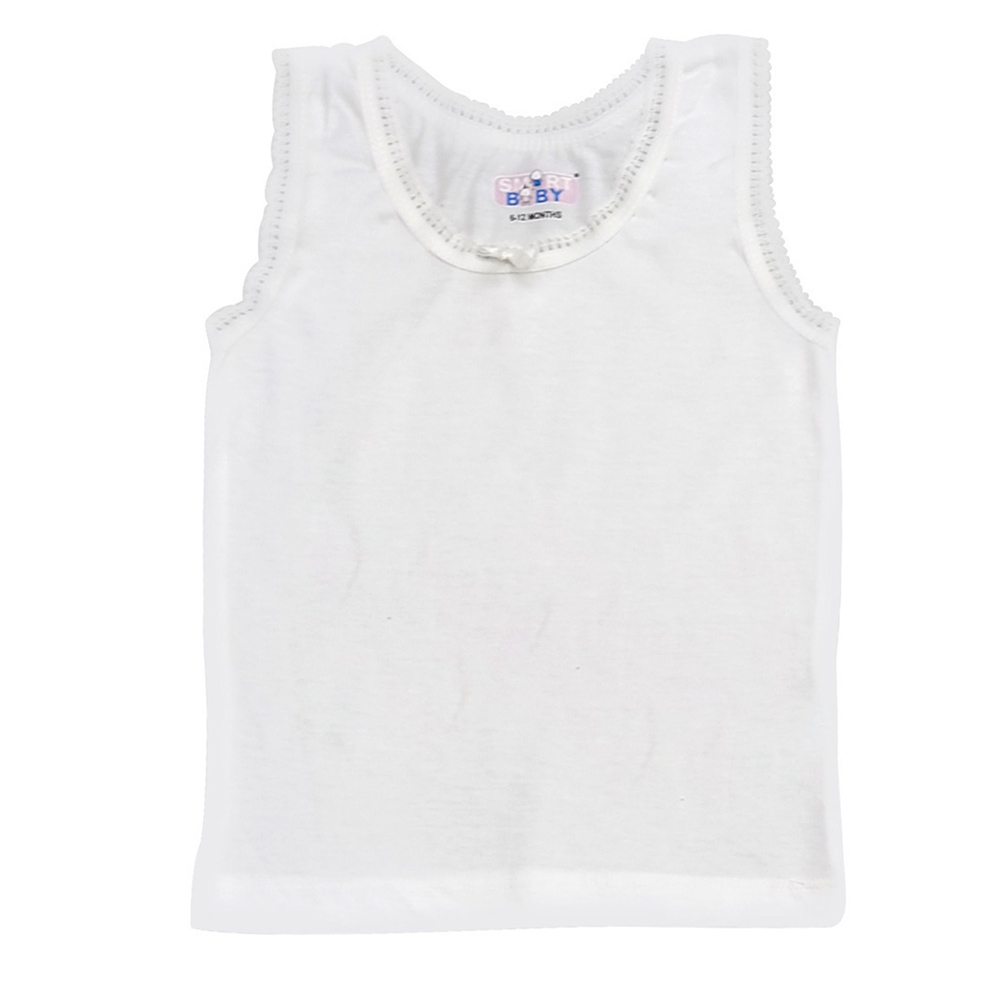 Smart Baby - 3pc-Set - Baby Girl Plain Sleeveless Vest - White