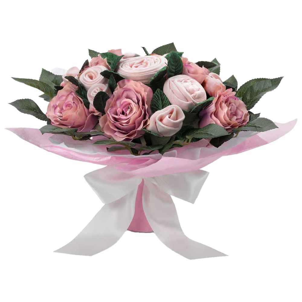 Babyblooms - Luxury Rose Baby Clothes Bouquet - Pink
