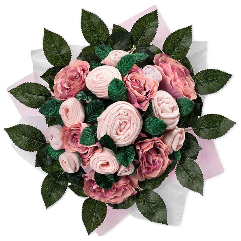 Babyblooms - Luxury Rose Baby Clothes Bouquet - Pink