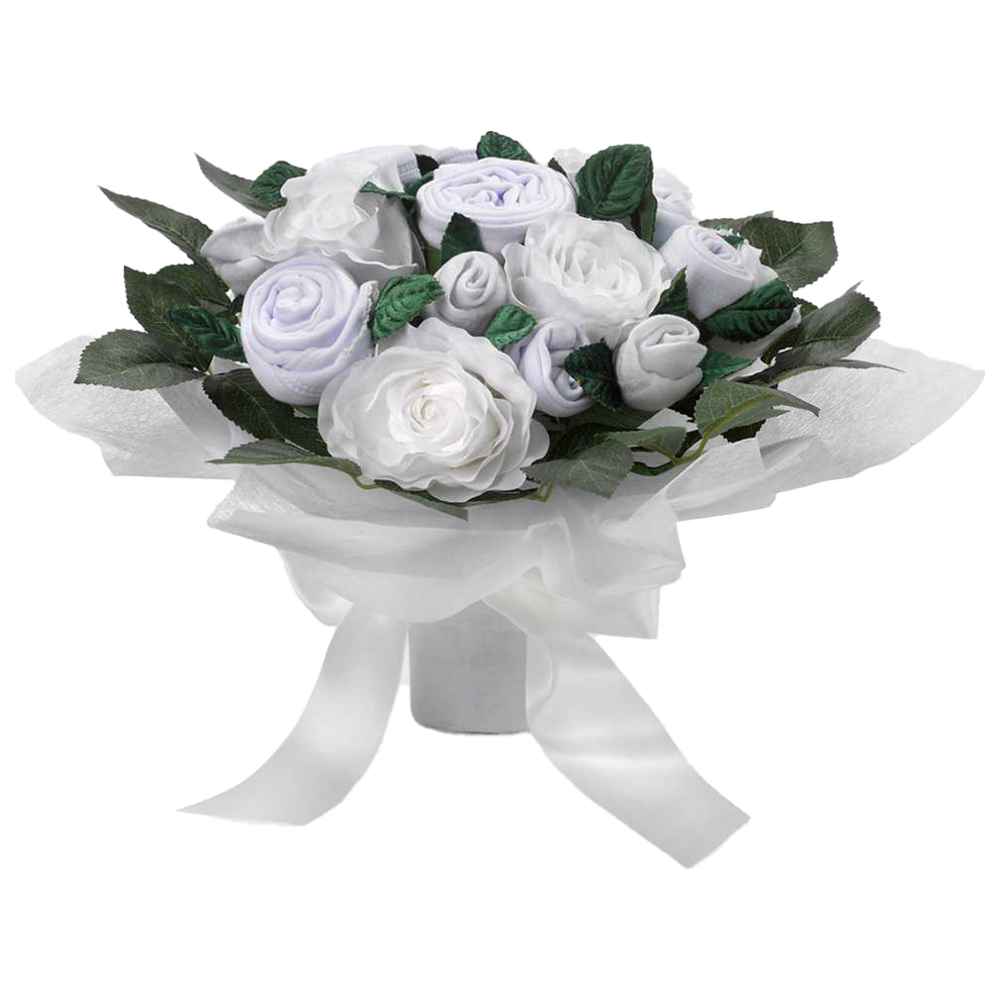 Babyblooms - Luxury Rose Baby Clothes Bouquet - White