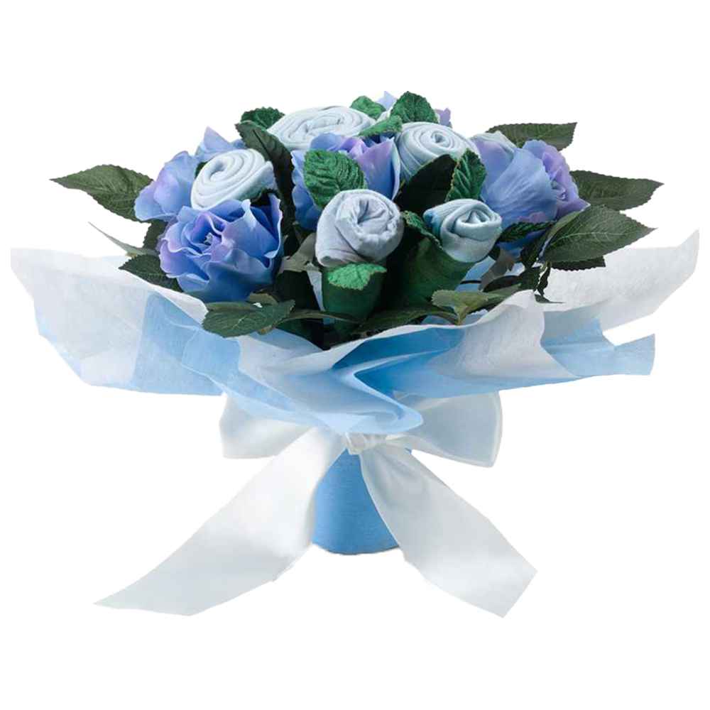 Babyblooms - Hand Tied Baby Clothes Bouquet - Blue