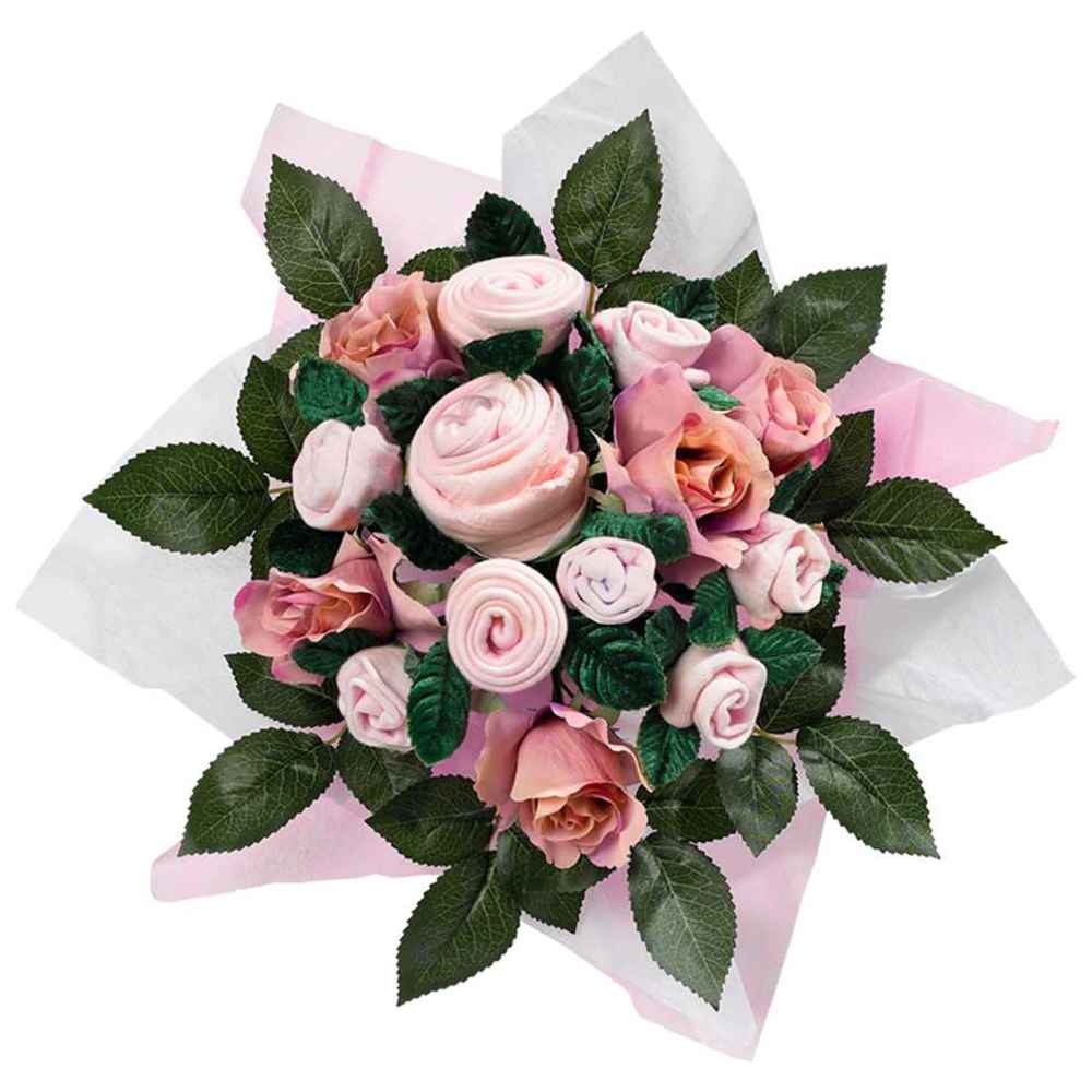 Babyblooms - Hand Tied Baby Clothes Bouquet - Pink