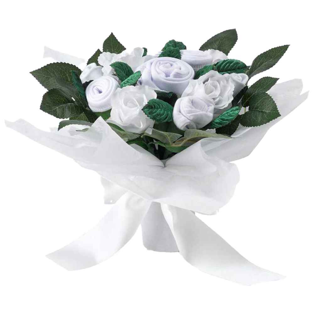 Babyblooms - Hand Tied Baby Clothes Bouquet - White