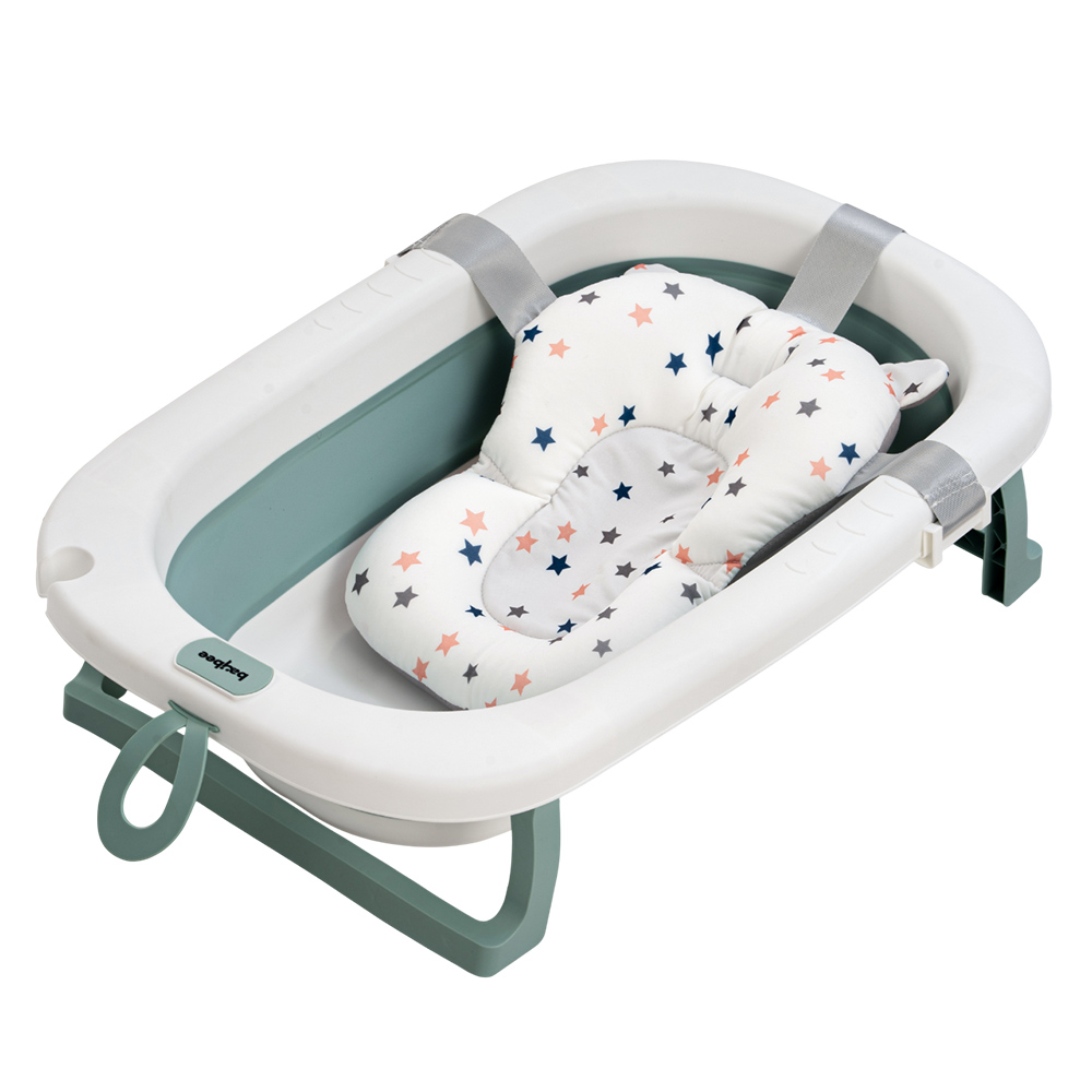 Baybee - Foldable Baby Bath Tub For Kids With Cushion Seat - Green