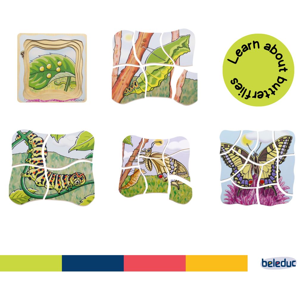 Beleduc - 5-In-1 Layer Puzzle - Butterfly