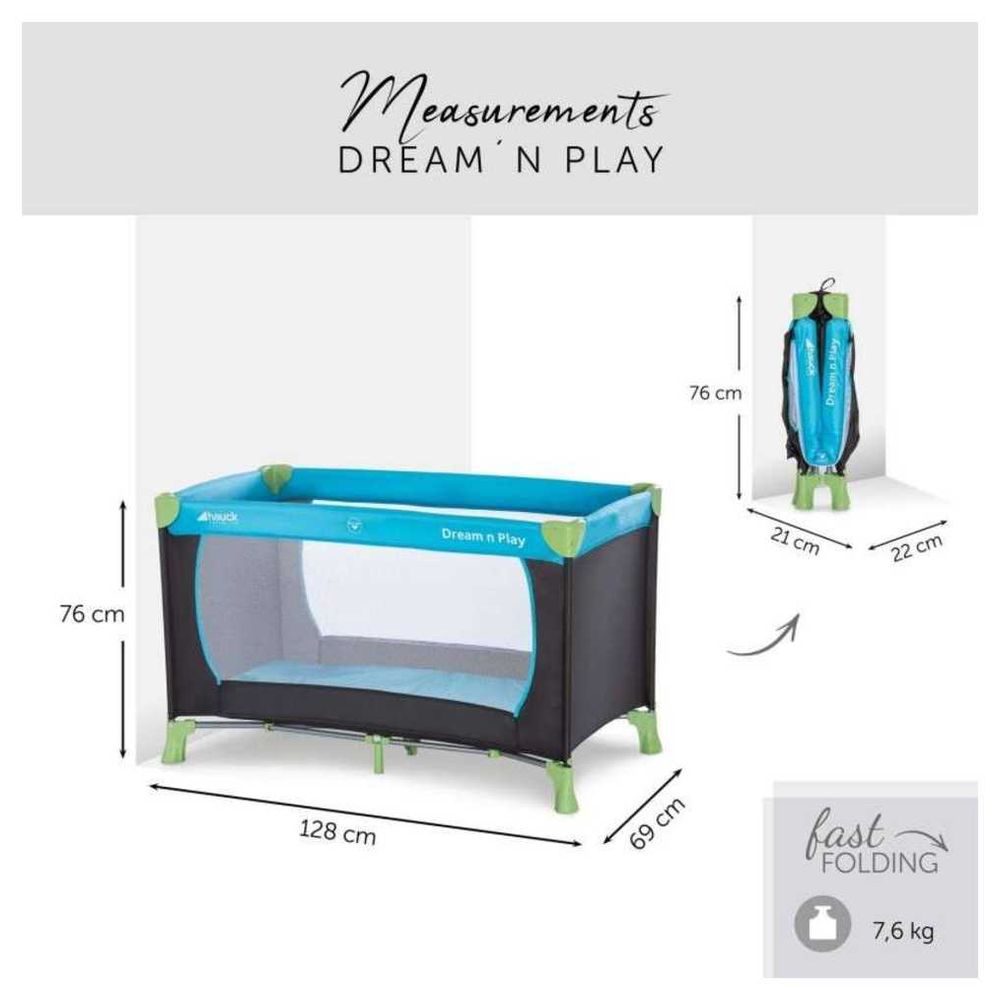 Hauck - Dream'N Play Travel Cot - Water Blue