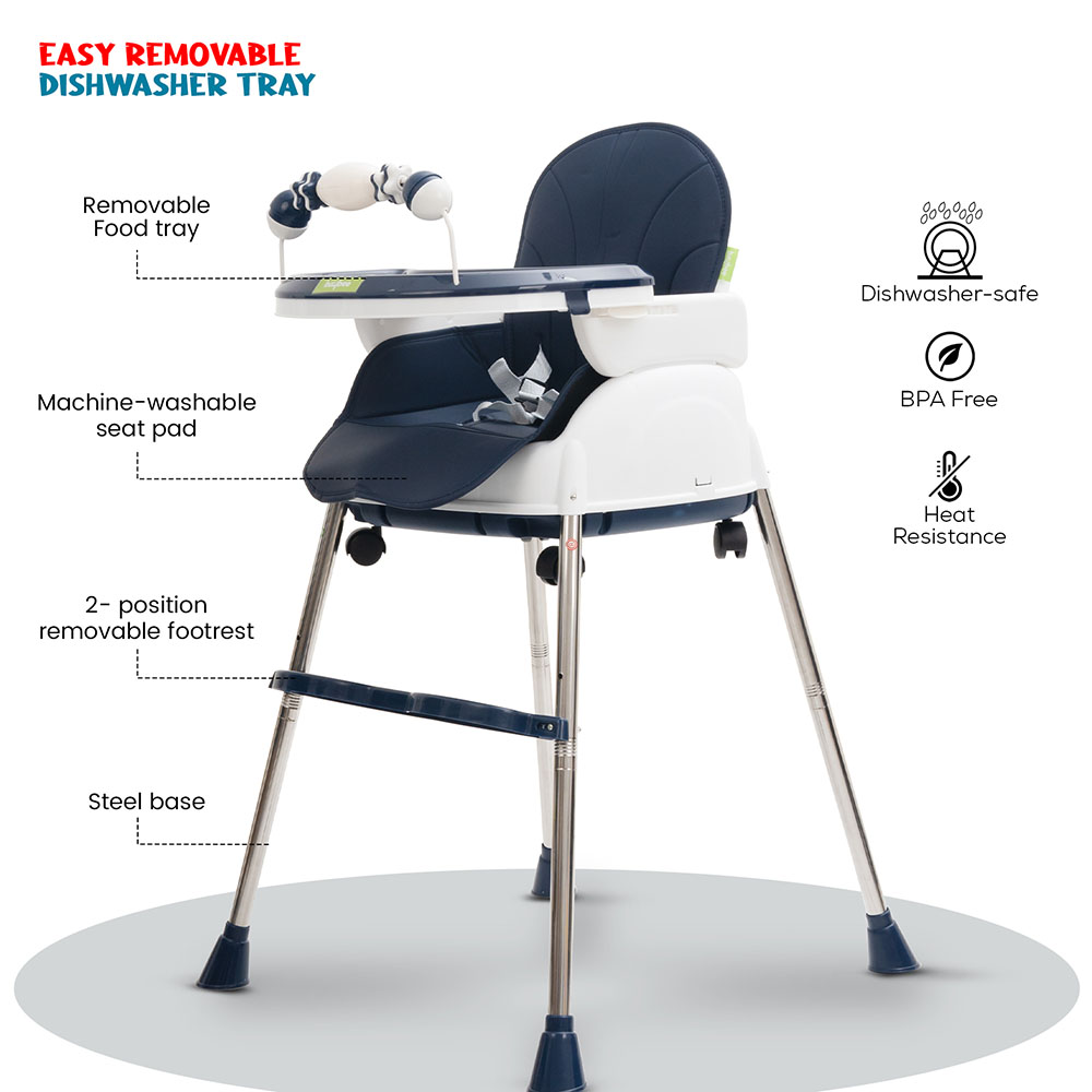 Baybee - 4-In-1 Nora Convertible Baby High Chair - Dark Blue