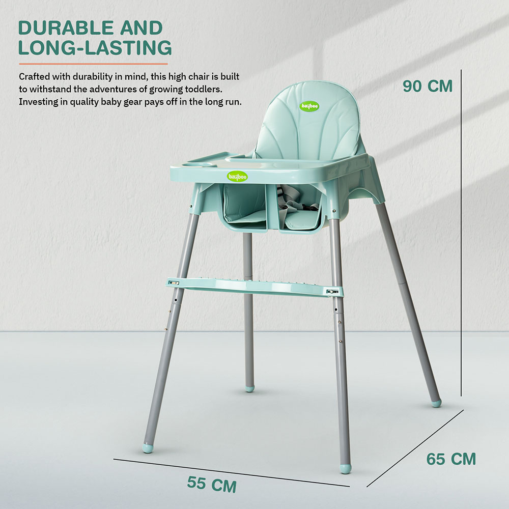 Baybee - 2-In-1 Baby High Chair With Adjustable Height - Green
