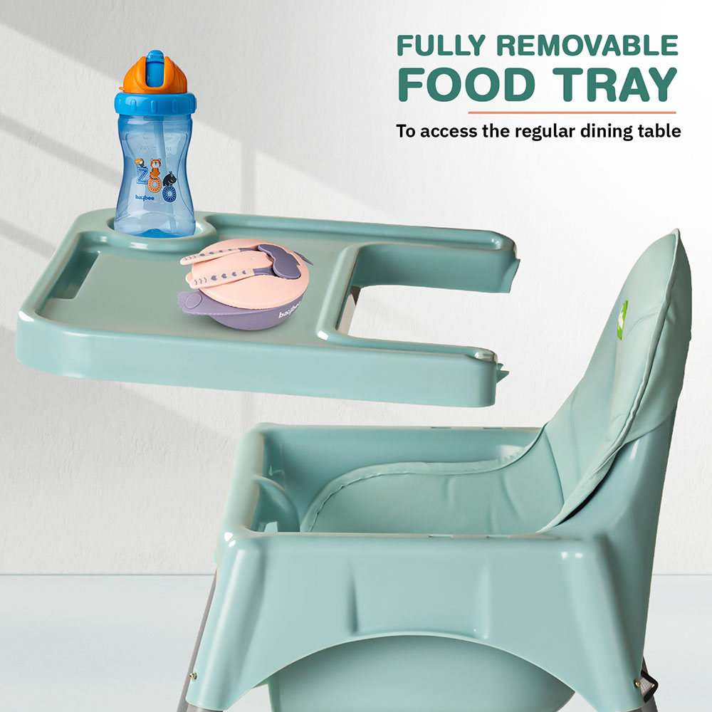 Baybee - 2-In-1 Baby High Chair With Adjustable Height - Green