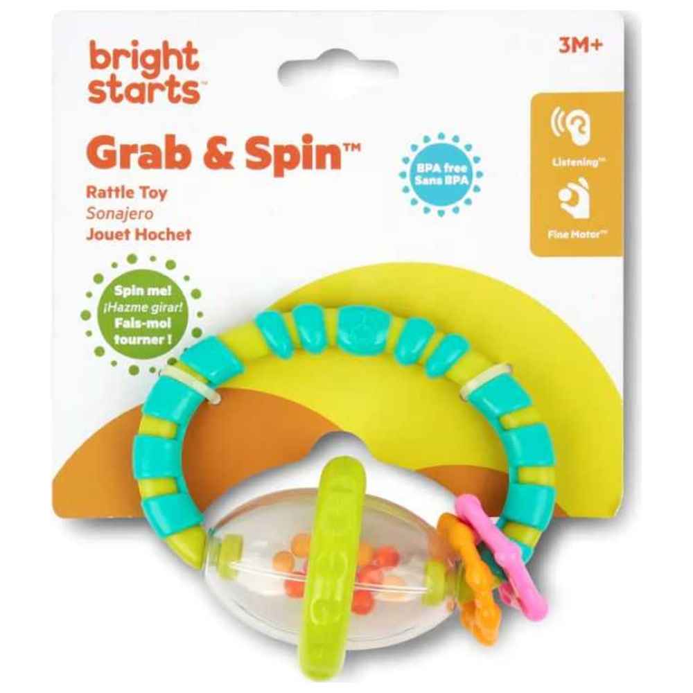 Bright Starts - Grab & Spin Rattle And Teether Toy