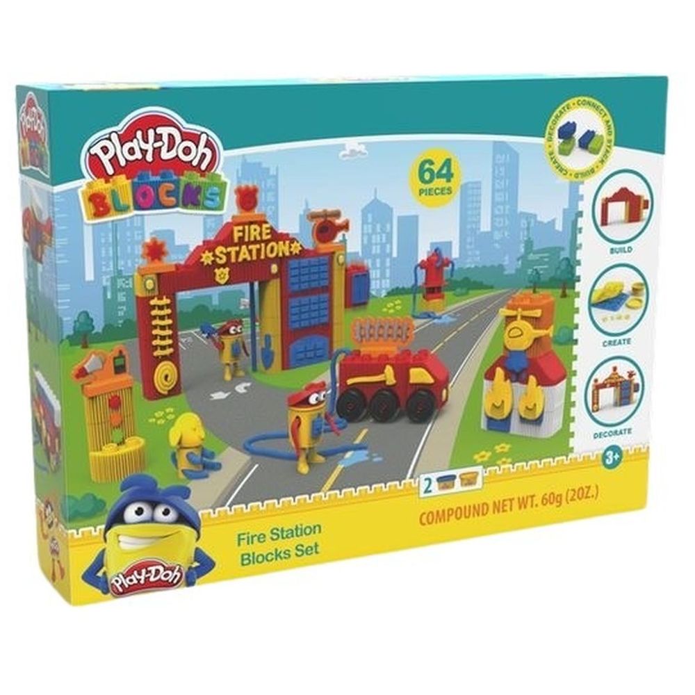 بلاي دوه - مجموعة مكعبات سيارة الإطفاء - 64 قطعة